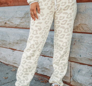 White Leopard Pullover and Drawstring Pants Lounge Set