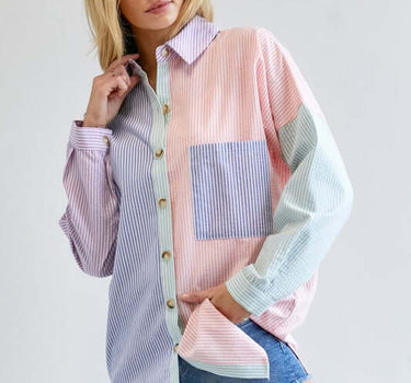 Multi Color Striped Button Down Shirt