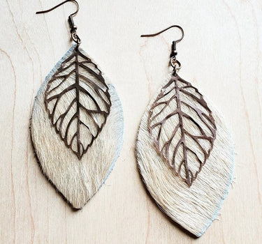 Oval Earrings in Blond Hair w/ Copper Feather