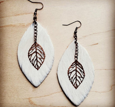 Oval Earrings in Blond Hair w/ Copper Feather