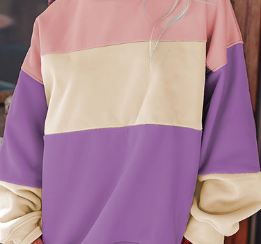 Meadow Mauve Colorblock Patchwork Drop Shoulder Sweatshirt