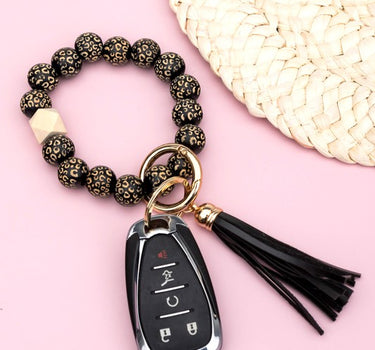 Leopard Beaded Key Ring