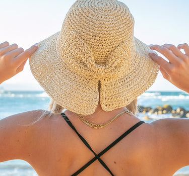 Bow Accent Woven Straw Bucket Sun Hat