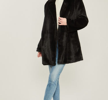 Woven Solid Teddy Collar Coat