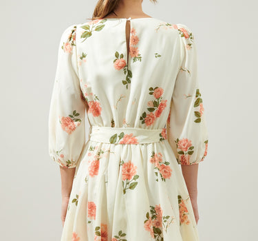 MORNING BLUSH FLORAL COLLINS GODET MINI DRESS