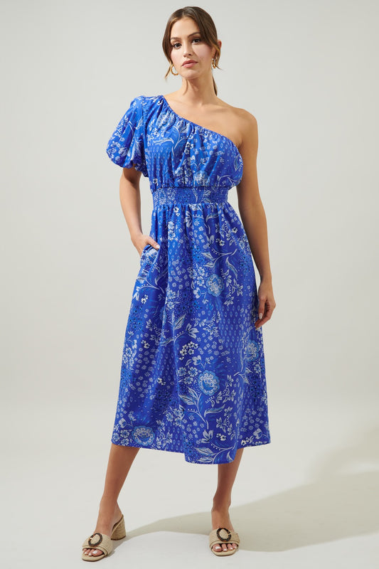 Amaya Mixed Print Bridgette One Shoulder Dress