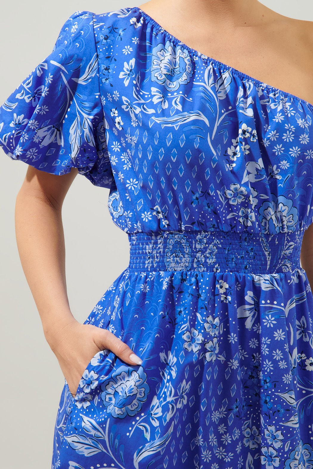Amaya Mixed Print Bridgette One Shoulder Dress