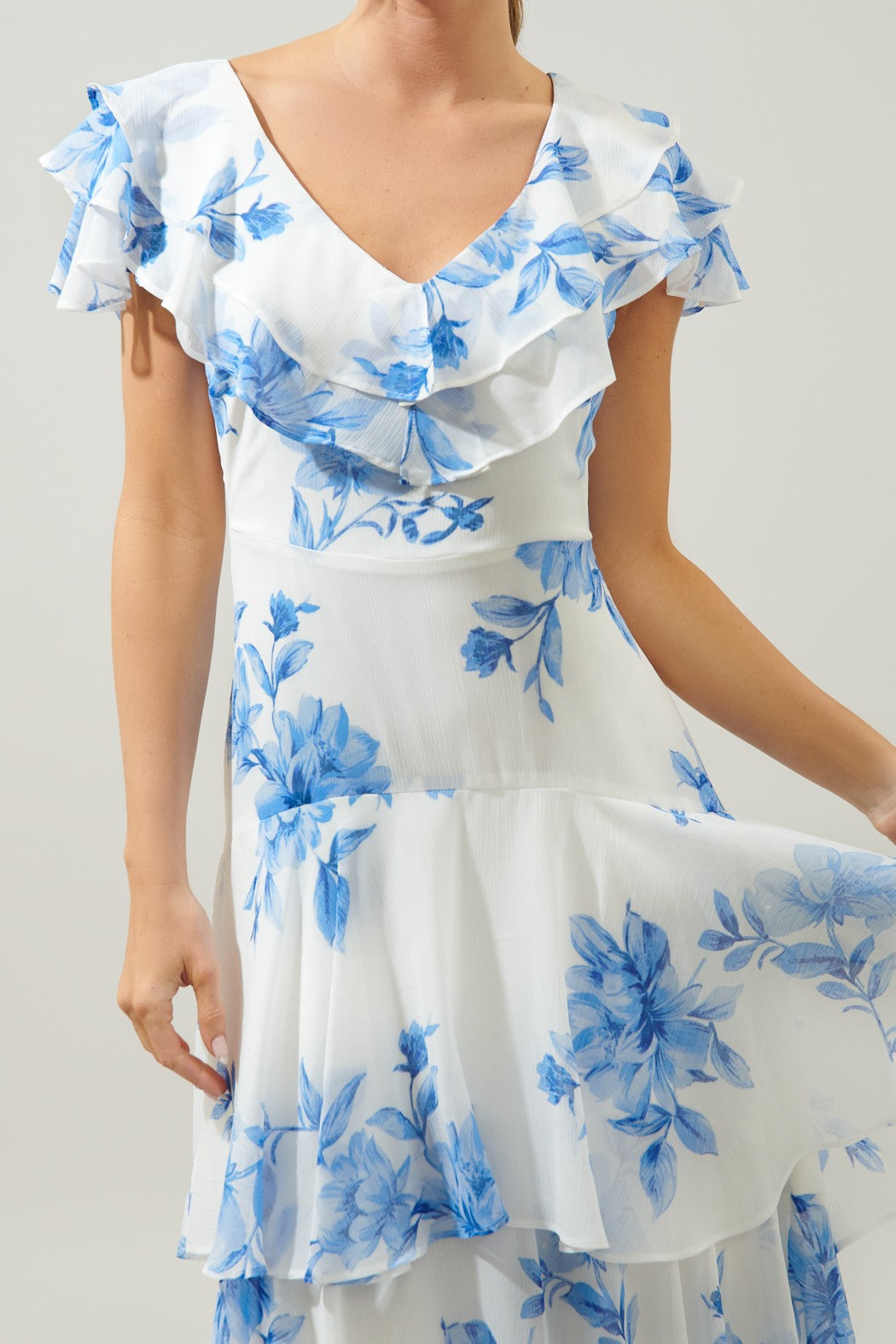 Meliza Ruffle Tiered Sinclair Midi Dres