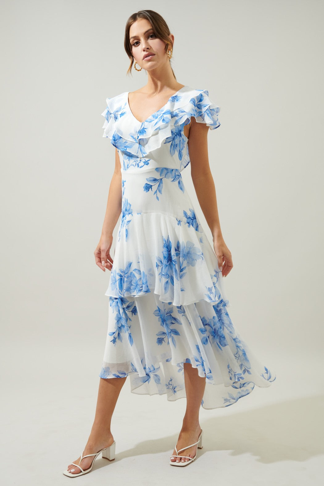 Meliza Ruffle Tiered Sinclair Midi Dres