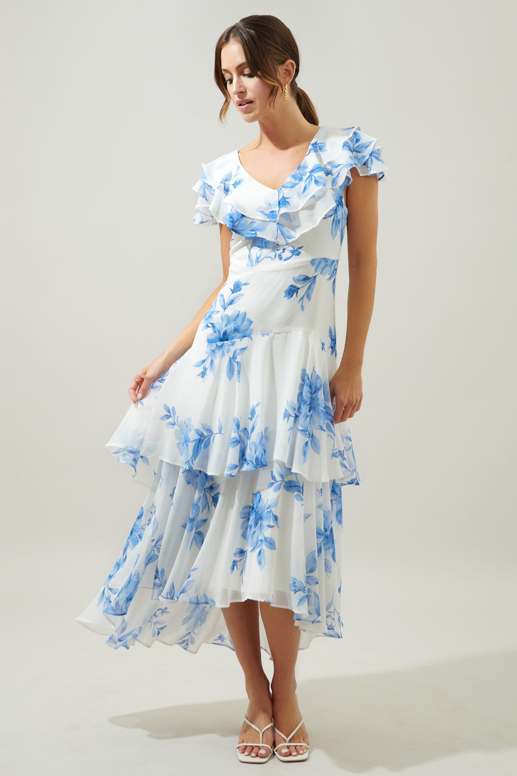 Meliza Ruffle Tiered Sinclair Midi Dres