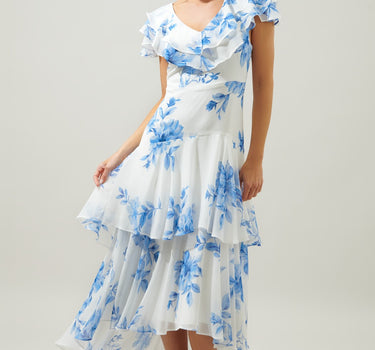 Meliza Ruffle Tiered Sinclair Midi Dres