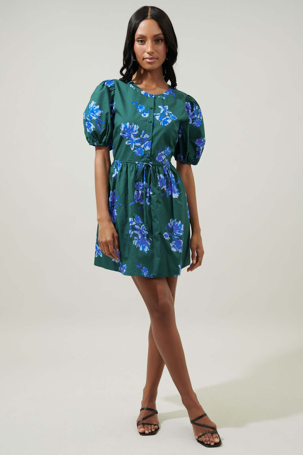 Spokane Floral Alba Puff Sleeve Mini Dress