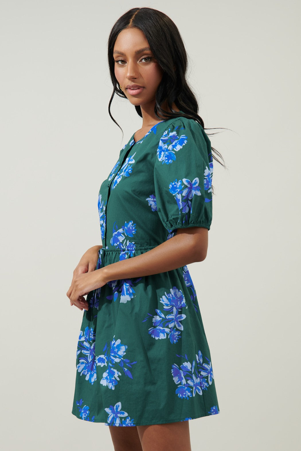 Spokane Floral Alba Puff Sleeve Mini Dress