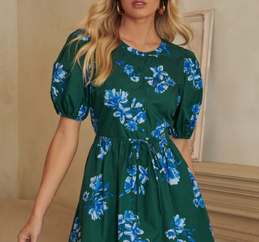 Spokane Floral Alba Puff Sleeve Mini Dress