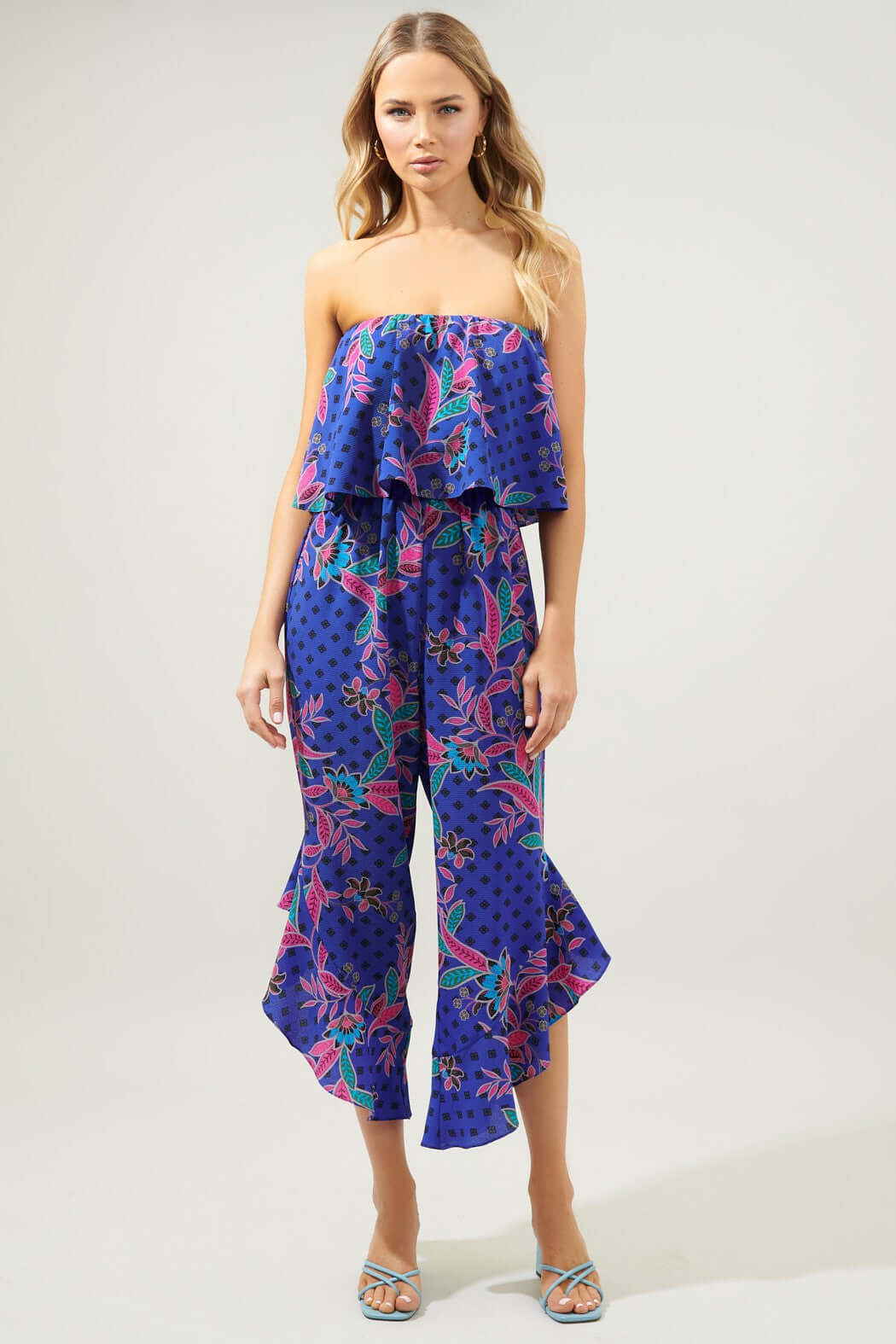 Rayanne Indigo Lanah Strapless Ruffle Jumpsuit