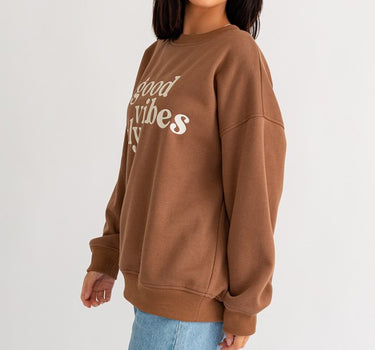 Letter Embroidery Oversized Sweatshirt