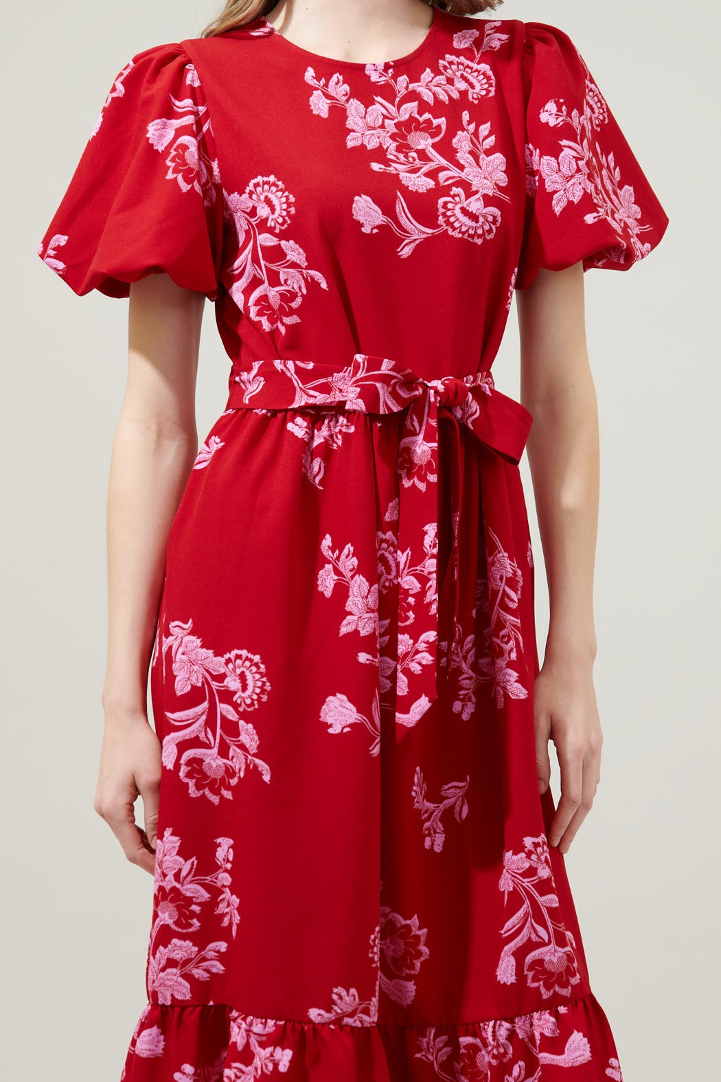 Kandy Jacobean Palomino Bubble Sleeve Midi Dress