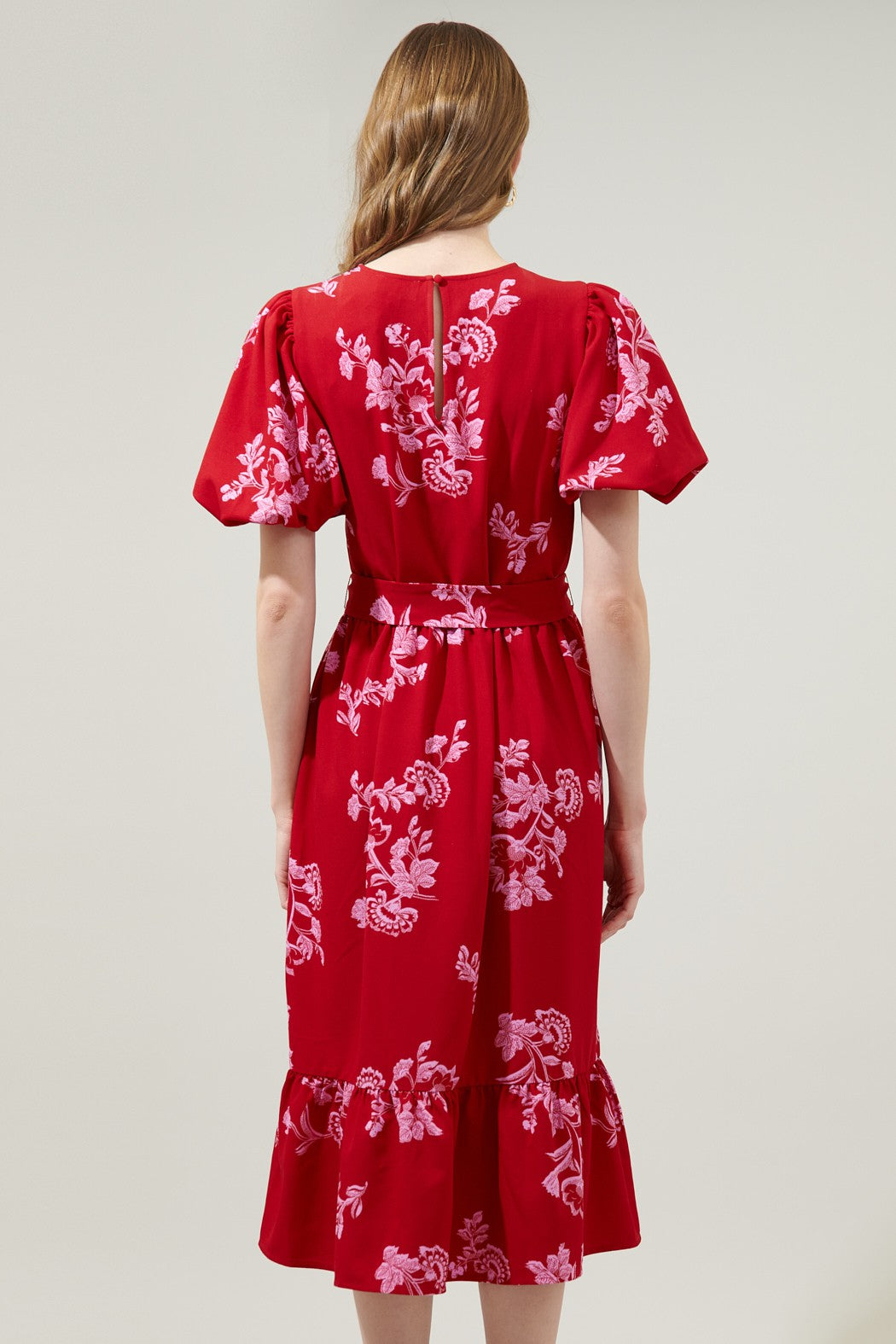Kandy Jacobean Palomino Bubble Sleeve Midi Dress