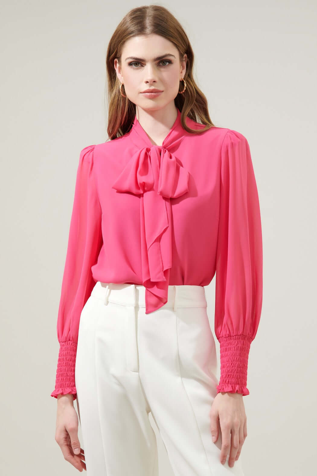 Vicente Tie Neck Long Sleeve Blouse