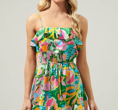 Lanai Multi Tropics Banjo Convertible Mini Dress