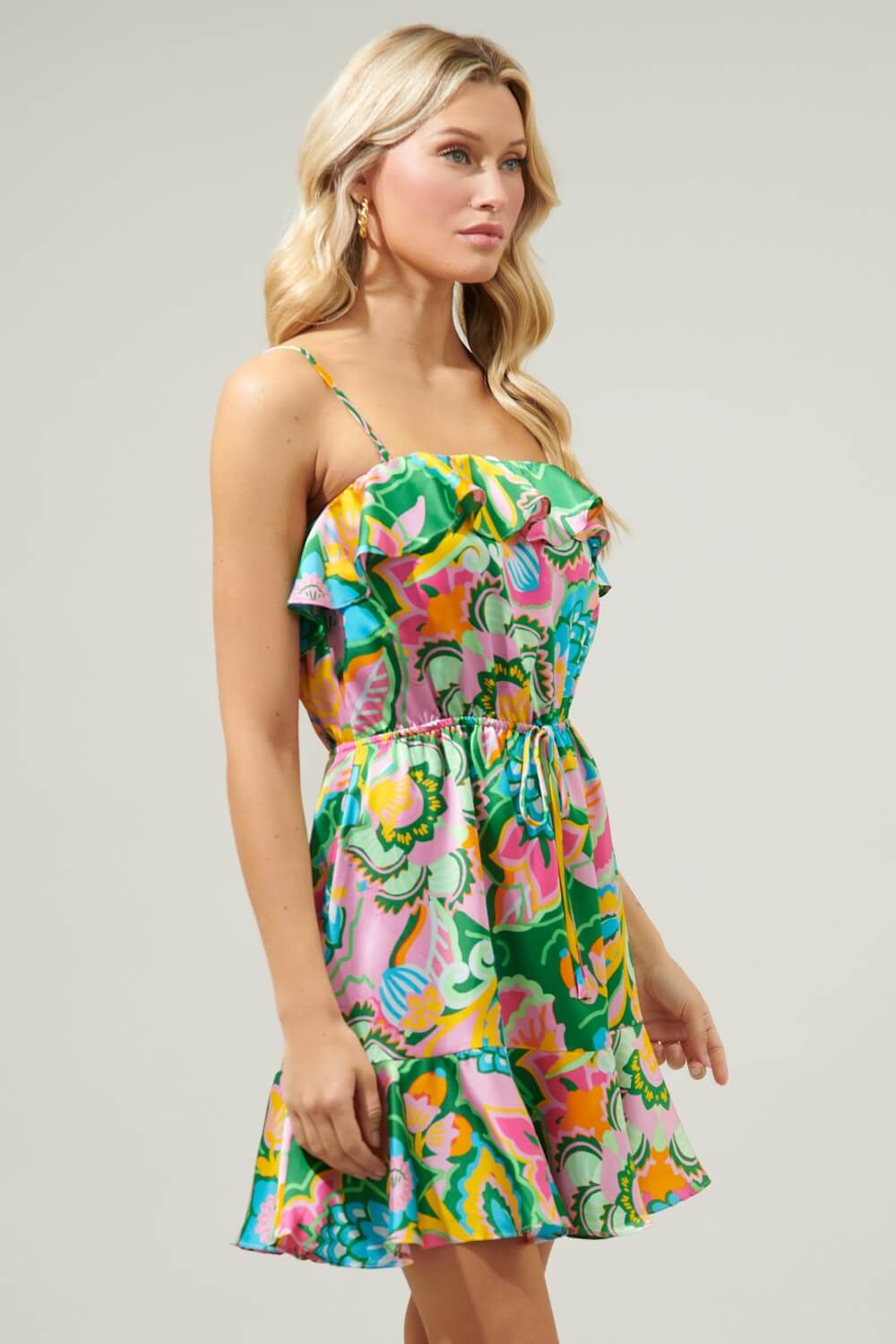 Lanai Multi Tropics Banjo Convertible Mini Dress