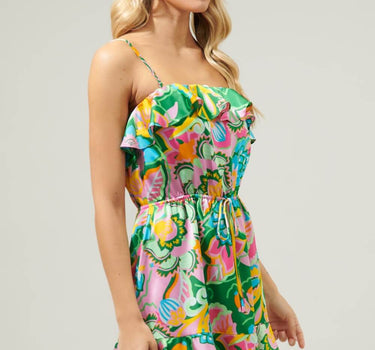 Lanai Multi Tropics Banjo Convertible Mini Dress