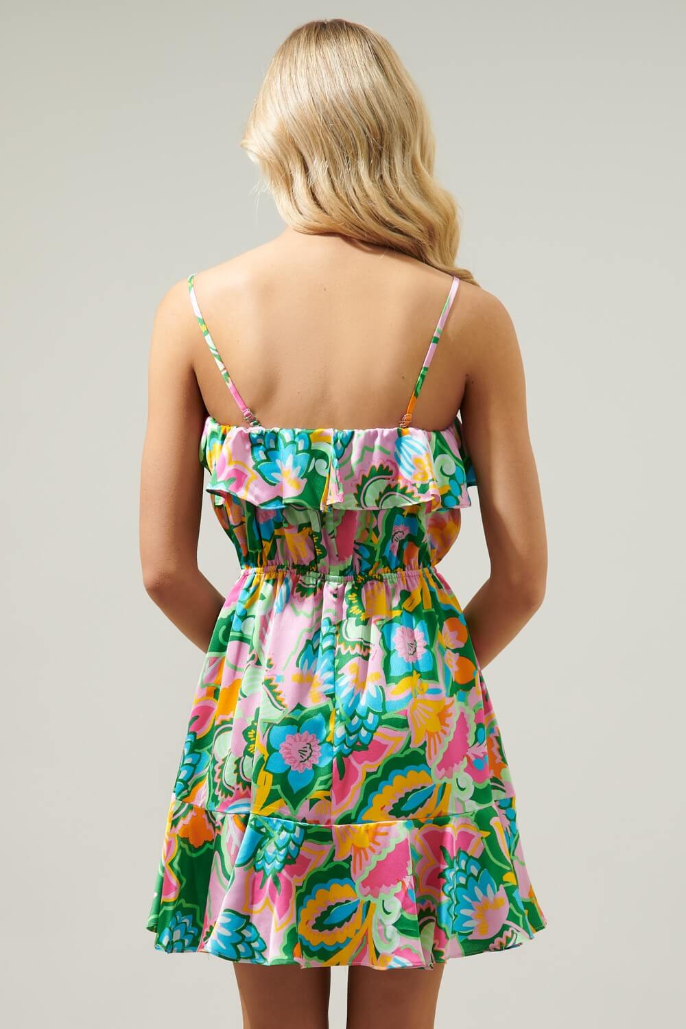 Lanai Multi Tropics Banjo Convertible Mini Dress