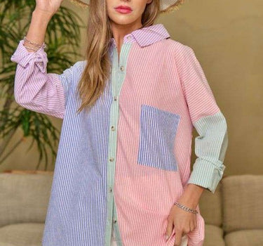 Multi Color Striped Button Down Shirt