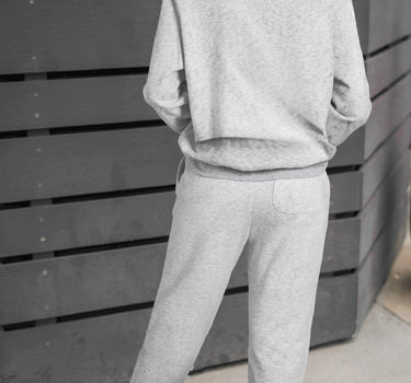 Light Grey Solid Zip Pullover Top and Drawstring Joggers Set