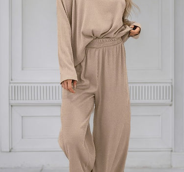 Loose Textured Pullover and Pants Set