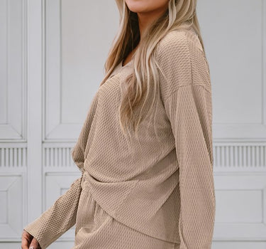 Loose Textured Pullover and Pants Set