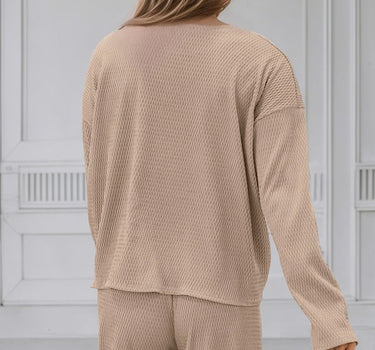 Loose Textured Pullover and Pants Set