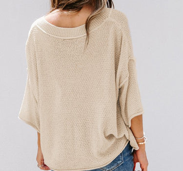 Cotton Khaki Beige cream Casual Heart Knit Sweater