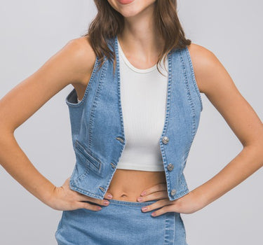 Denim Buttoned Vest Top