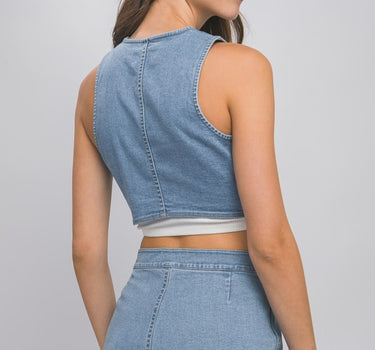 Denim Buttoned Vest Top