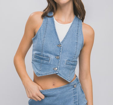 Denim Buttoned Vest Top