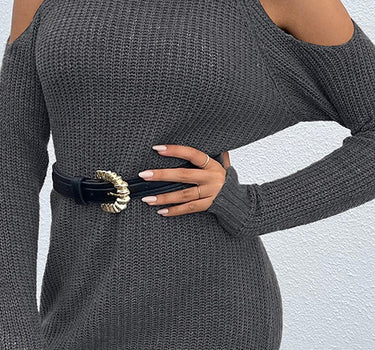 Dark Gray Black Turtleneck Sweater Dress