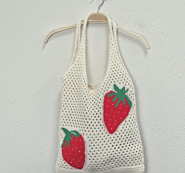 Strawberry Crochet Tote Bag