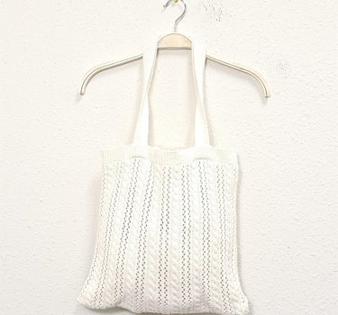 Solid Stripe Crochet Tote Bag