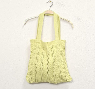 Solid Stripe Crochet Tote Bag