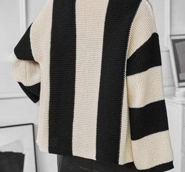 Color block striped knit cardigan