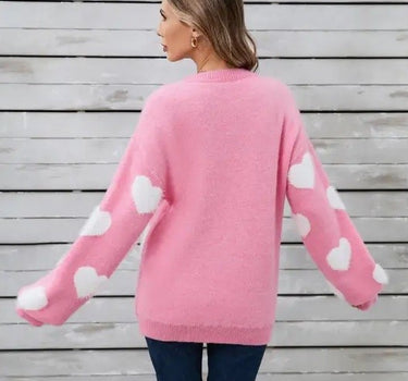 Fuzzy knit heart sweater