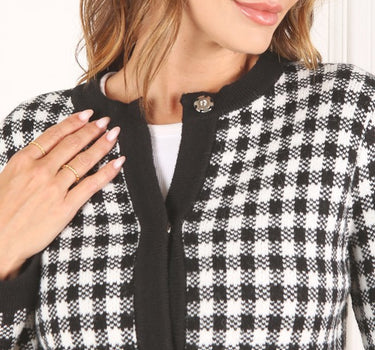 Black check knitted jacket