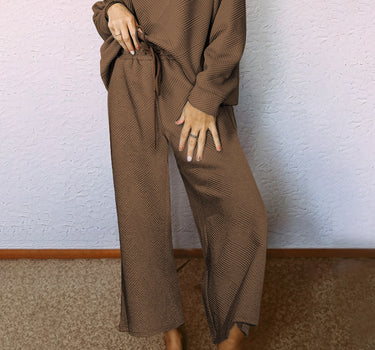 Dark Brown Ultra Loose Textured 2pcs Slouchy Outfit