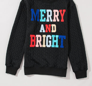 Black Merry And Bright Cable Knit Pullover Sweatshirt