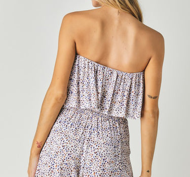 Woven Leopard Print Ube Romper