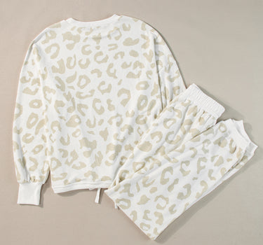 White Leopard Pullover and Drawstring Pants Lounge Set