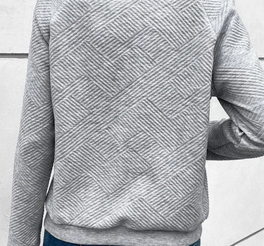 Light Grey Textured Knit Buttoned Kangaroo Pocket Sweatshirt