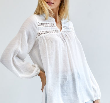 Solid V-Neck Blouse Top