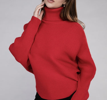 Viscose Dolman Sleeve Turtleneck Sweater